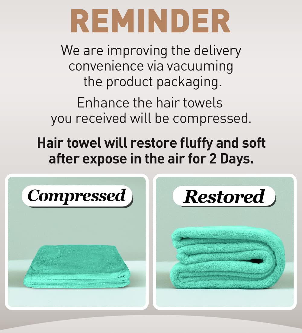Hicober Microfiber Hair Towel Wrap - Purple Green Grey Pack of 3