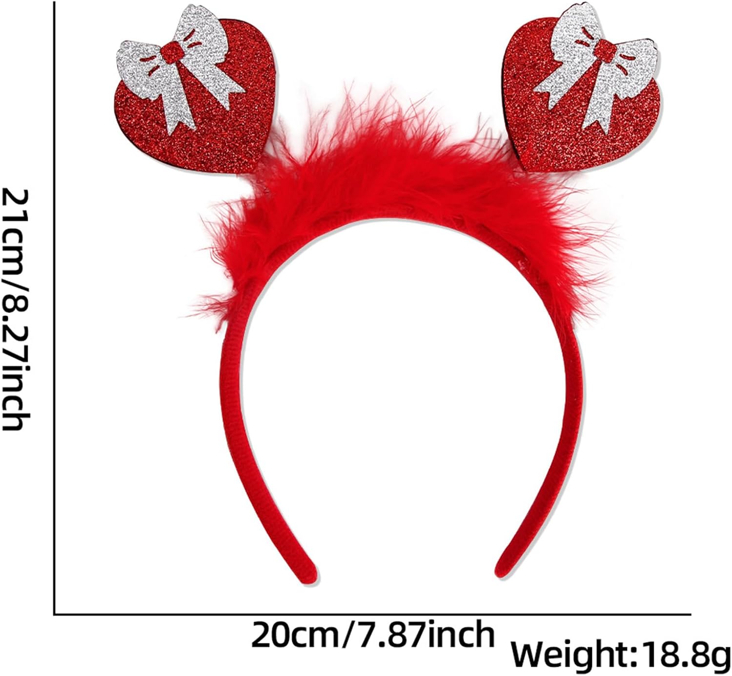 Heart Bow Headband Valentines Day Hair Accessory