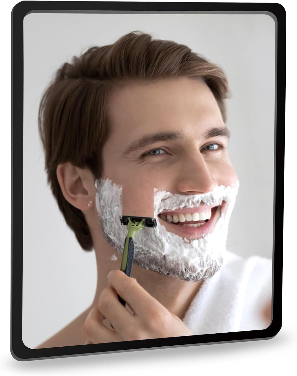 YoHumk Fog Free Shower Mirror 9x7 Inch Rectangular Black Frame