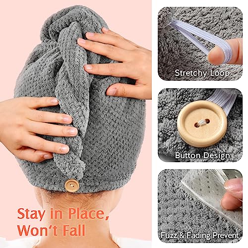 YFONG 2 Pack Thick Microfiber Hair Towel Wrap