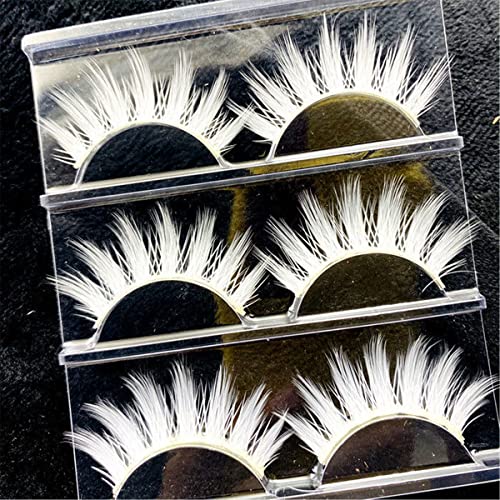 MUQIU37 White False Eyelashes 15mm for Halloween Cosplay