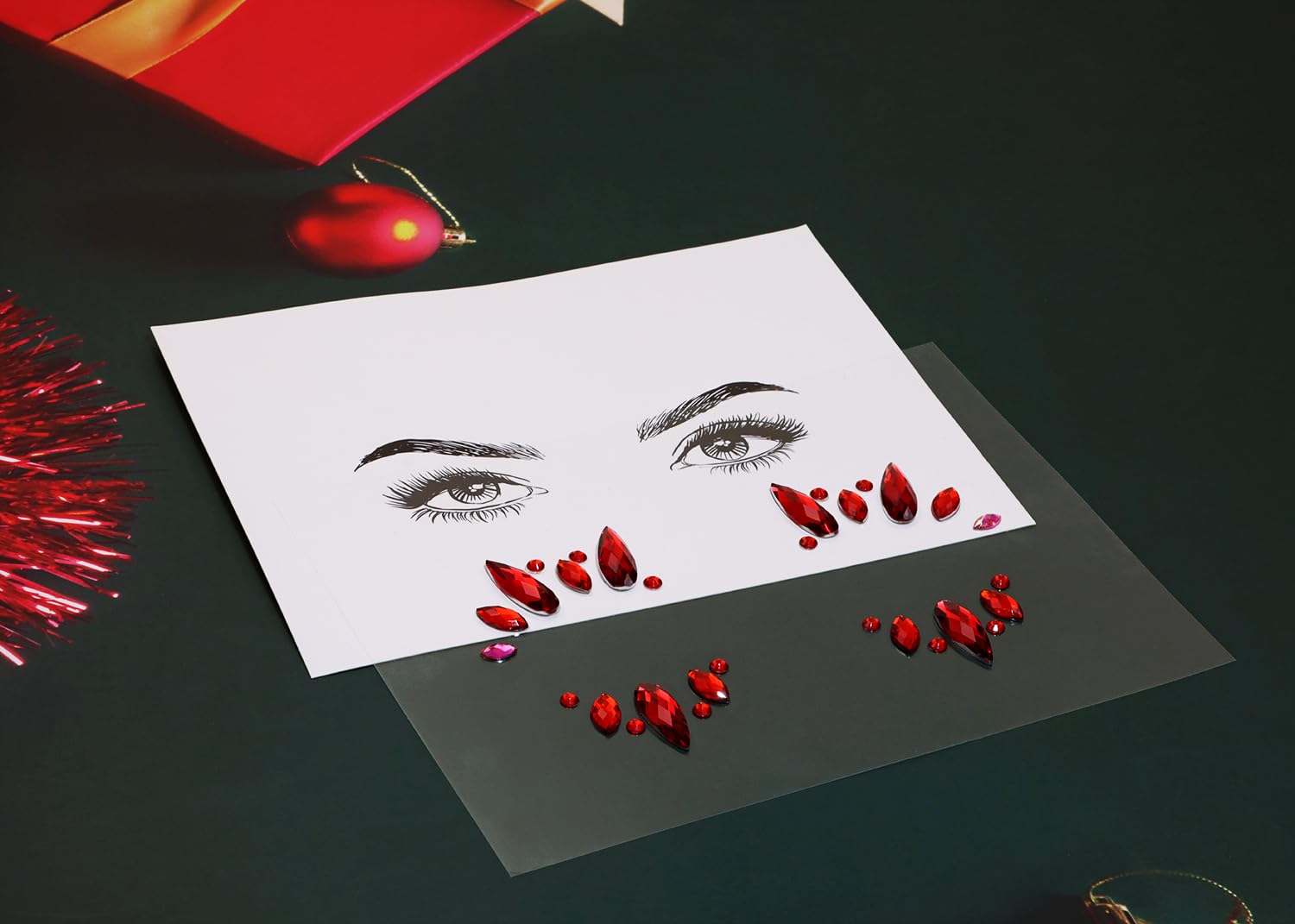 Face Jewels Stick On Costume Gems for Halloween Party Red