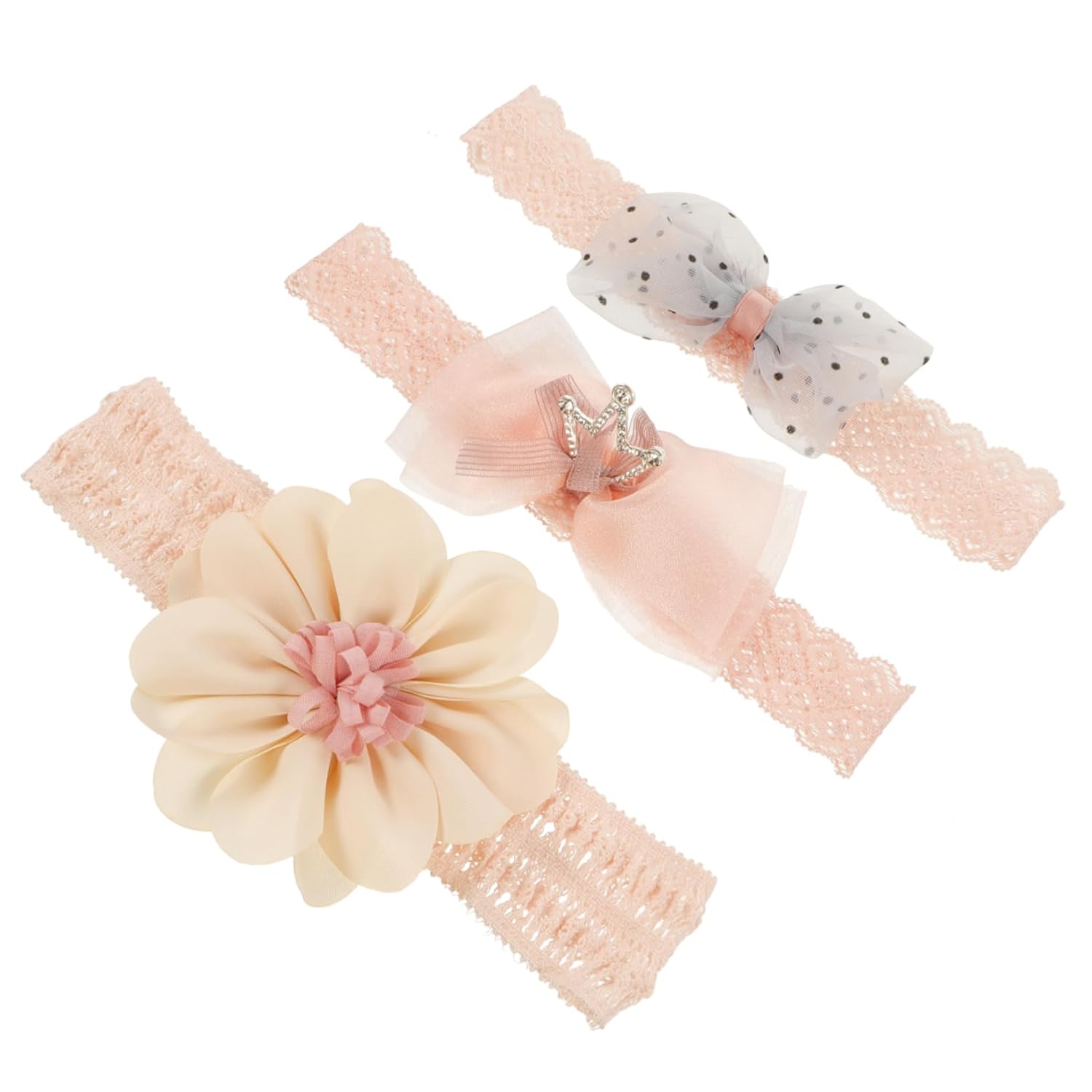 SUPVOX 3pcs Bowknot Flower Hairband Set for Kids
