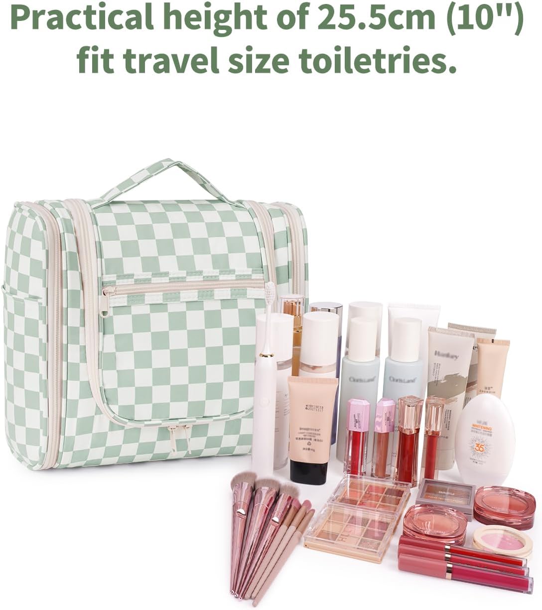 Narwey Checked Hanging Travel Toiletry Bag for Women