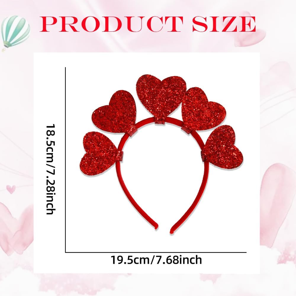 Glitter Heart Headband Sunglasses Set for Valentines Day