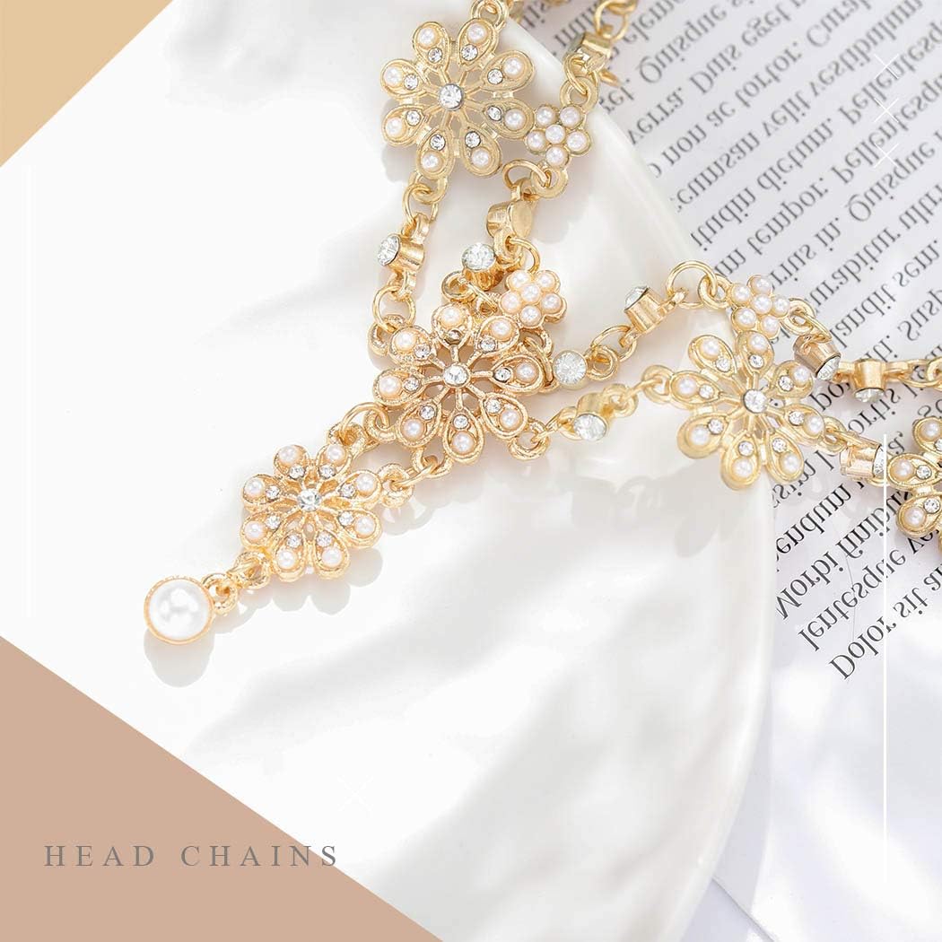 Aceorna Gold Silver Rose Gold Chain Floral Headband for Women