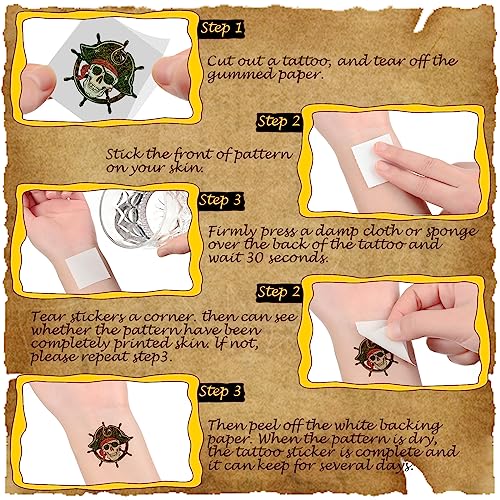 Landhoow Pirate Glitter Temporary Tattoos 240 Pcs