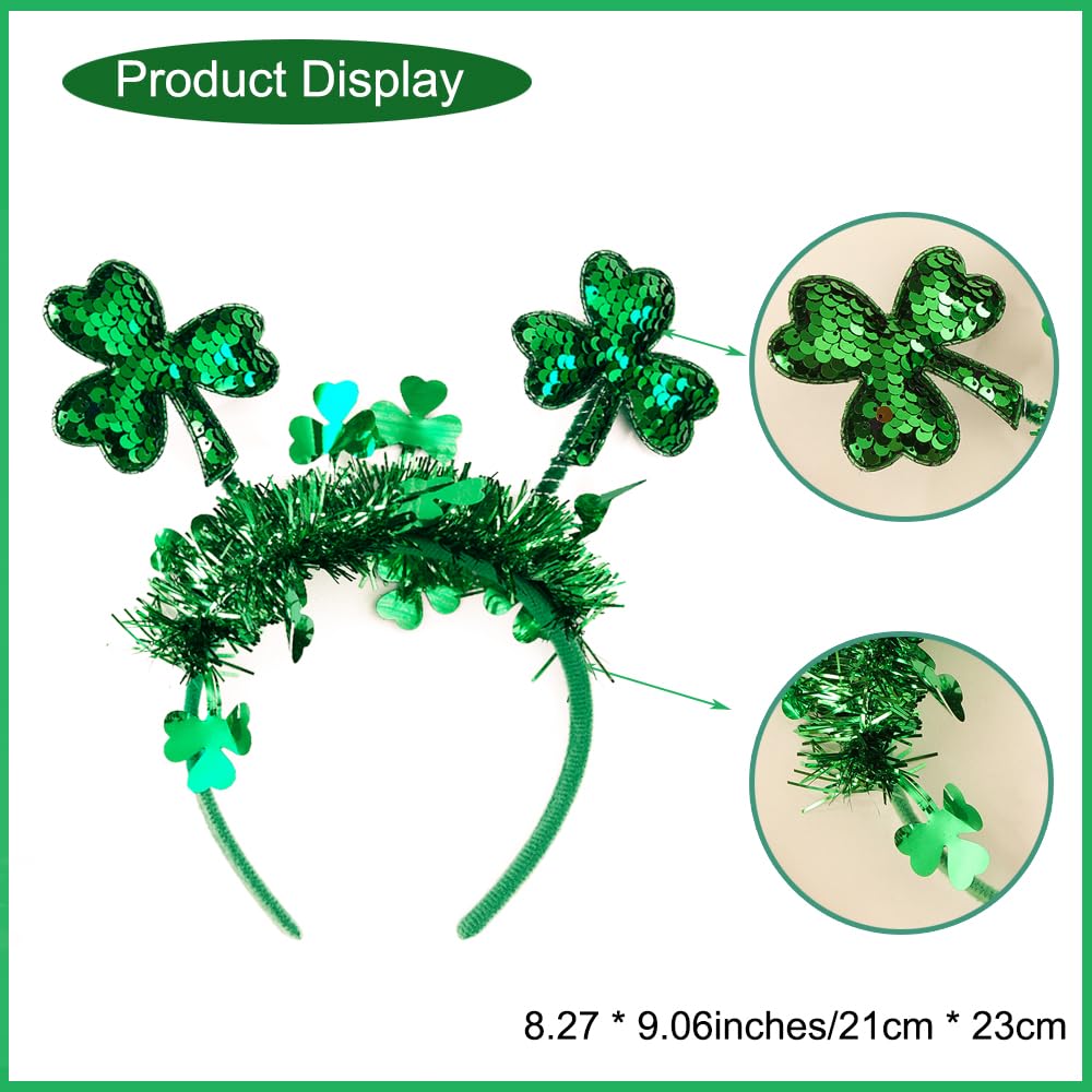 St Patricks Day Green Headbands with Sequin Designs 1 Pack