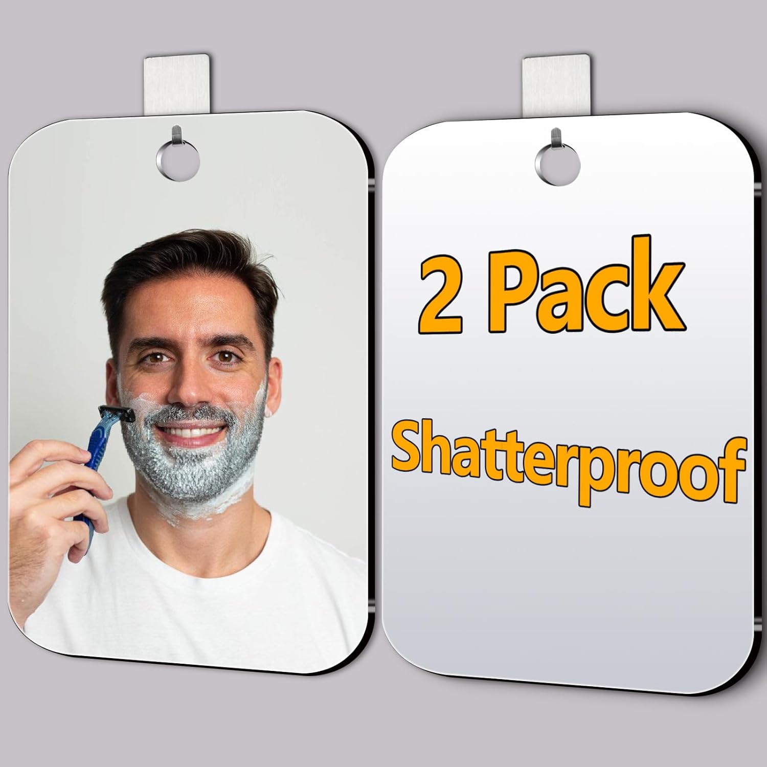 2 Pack Shatterproof Shower Mirror for Shaving Makeup
