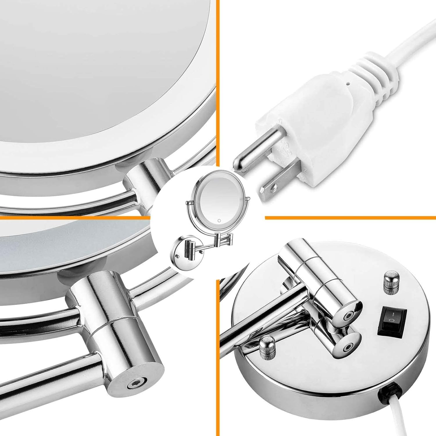 DEIHGE Wall-Mounted Makeup Mirror with 3X-10X Magnification