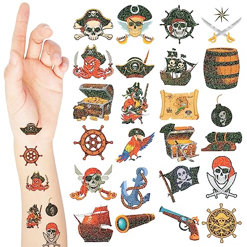 Landhoow Pirate Glitter Temporary Tattoos 240 Pcs
