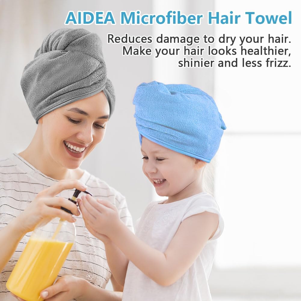 AIDEA Microfiber Hair Towel Wrap 5 Pack
