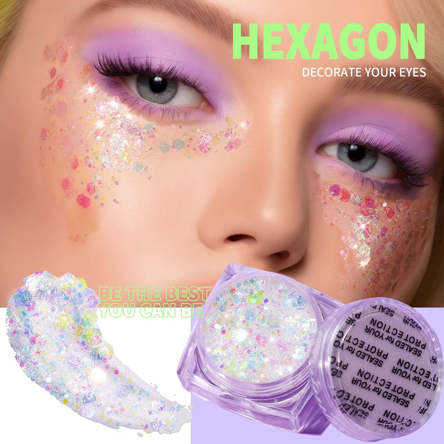 Teenitor 6 Shapes Body Glitter Gel Set