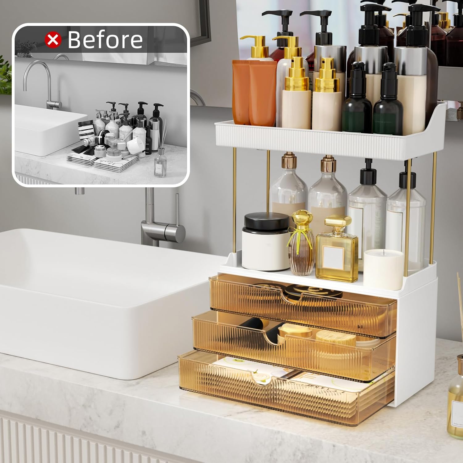 StorBin 3-Drawer Makeup Organizer with 5 Tiers