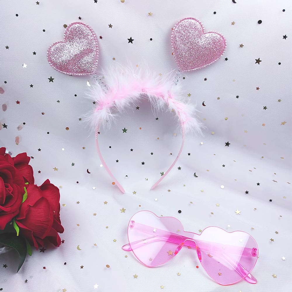 Pink Heart Headband with Sunglasses for Valentines Party