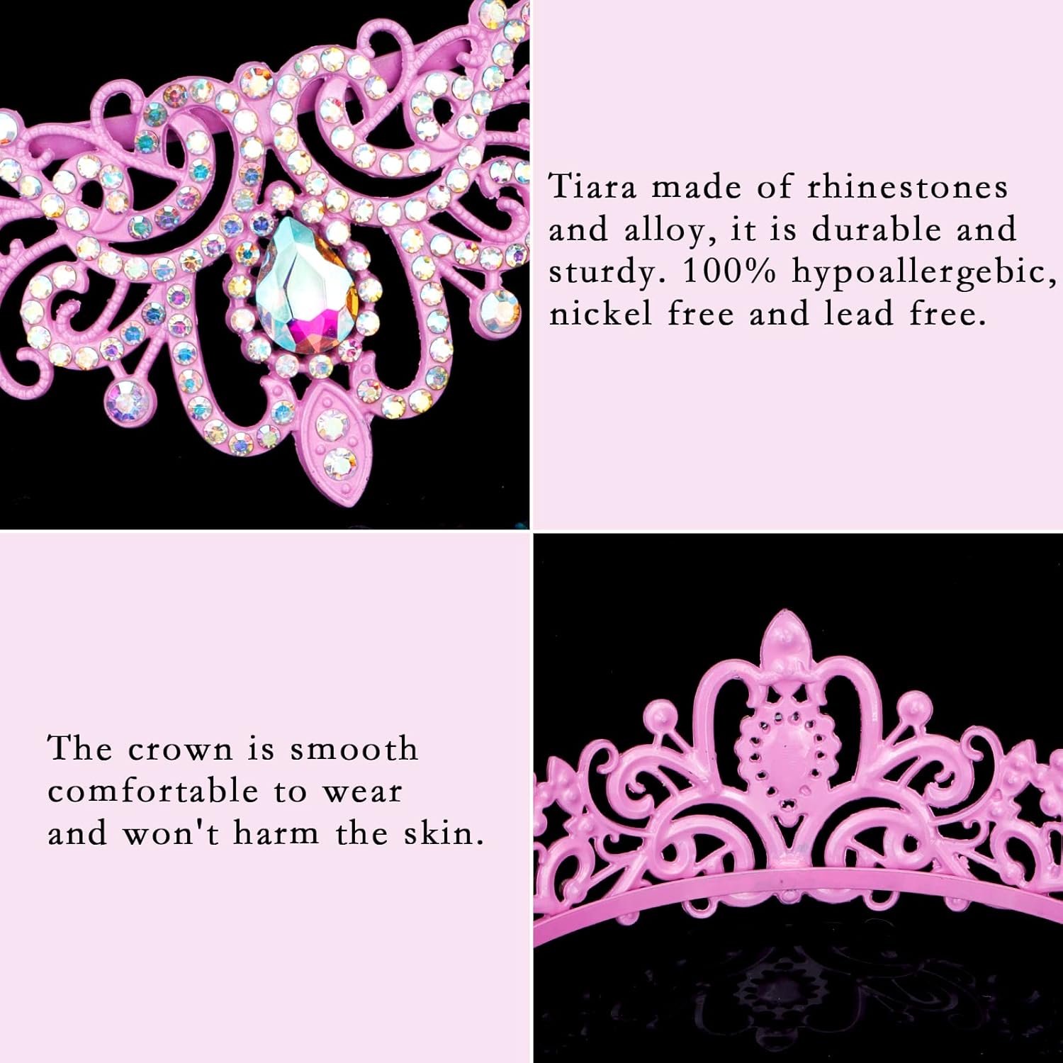 COCIDE Pink Tiaras and Crowns for Women