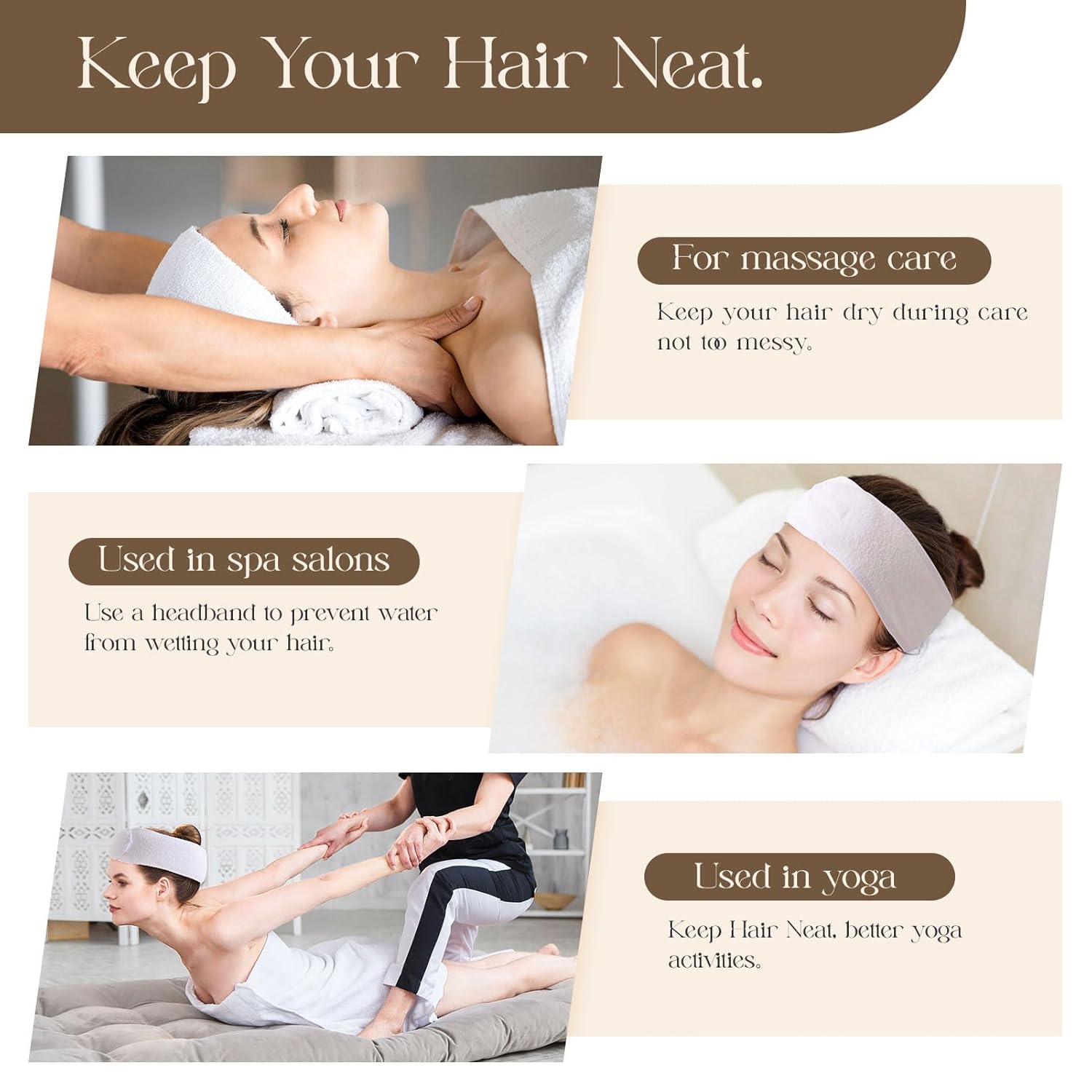 20 Pack Spa Facial Headband for Face Wash Makeup