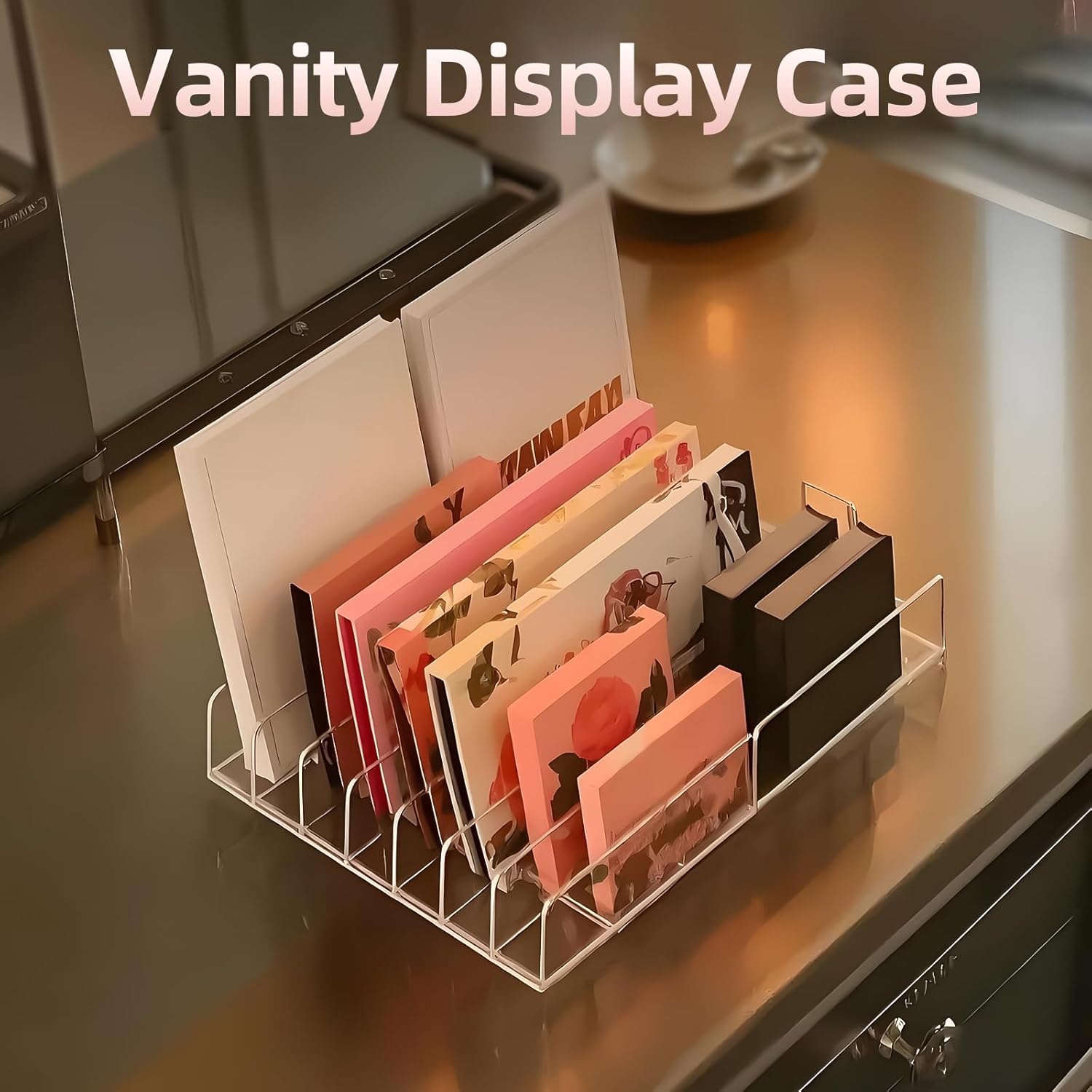 2 Pack Acrylic Makeup Palette Organizers - 7-Slot Display Cases