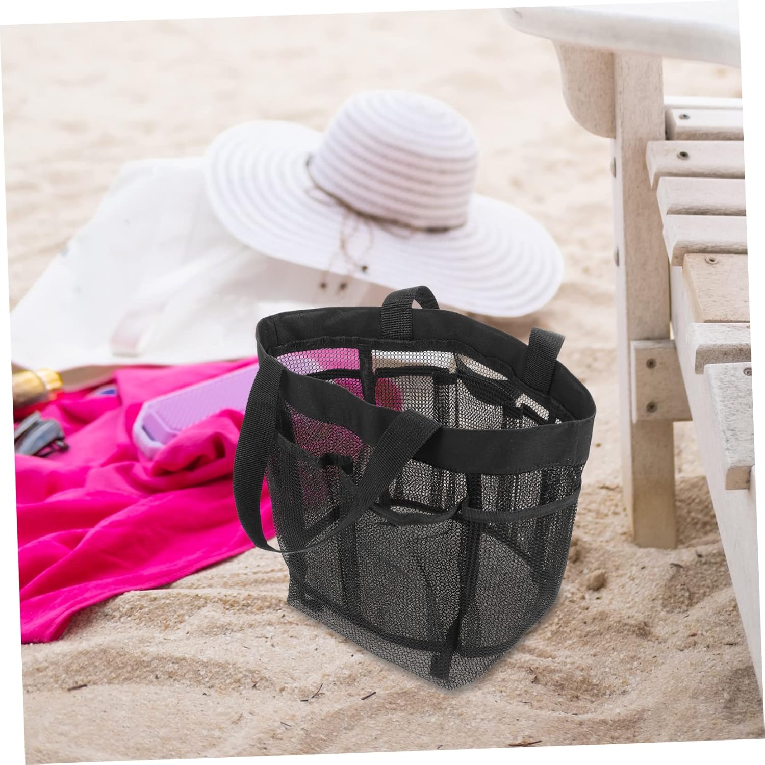 DRESSOOS 2pcs Portable Mesh Beach Bag 1