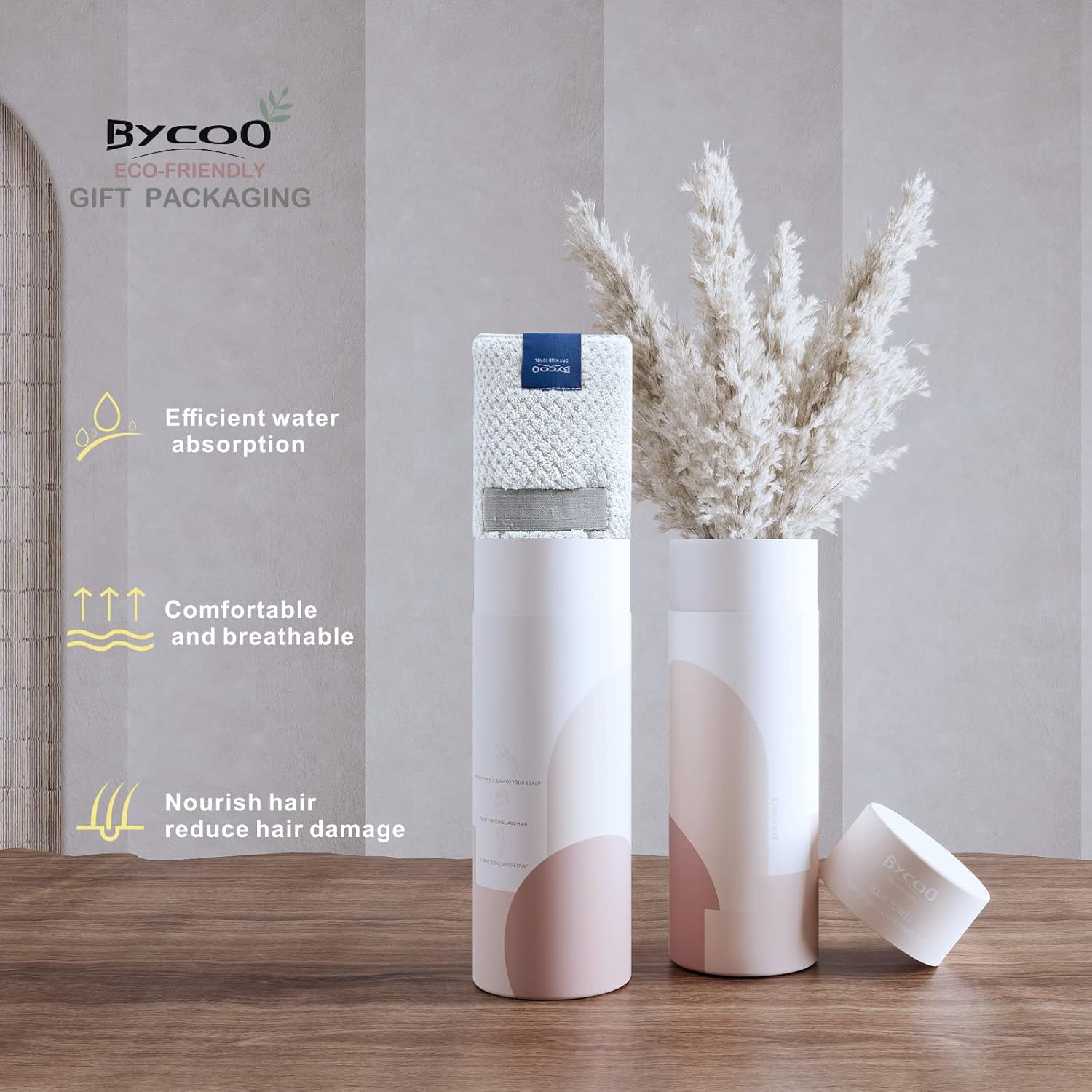 BYCOO Large Microfiber Hair Towel Wrap - White X-Large