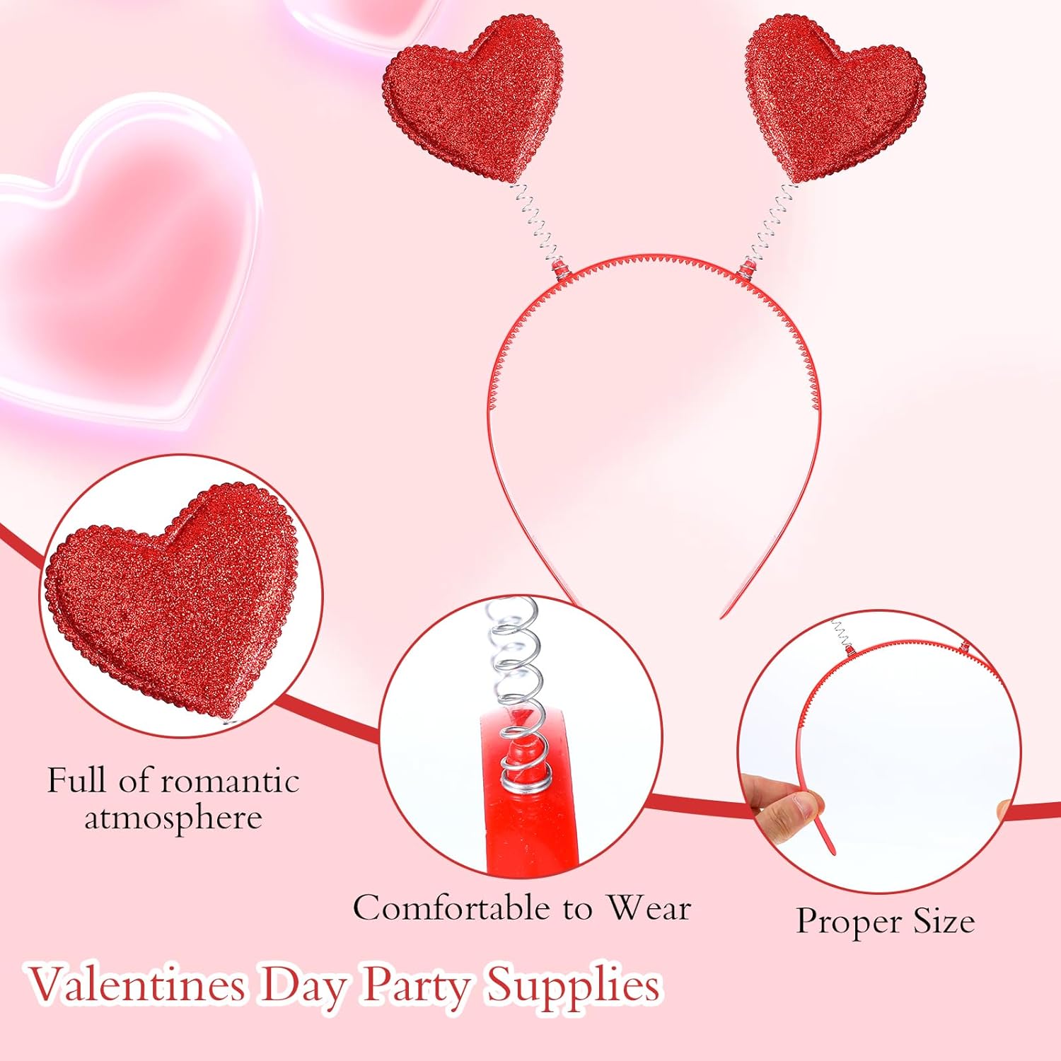 Valentine Heart Headband and Sunglasses Set Red