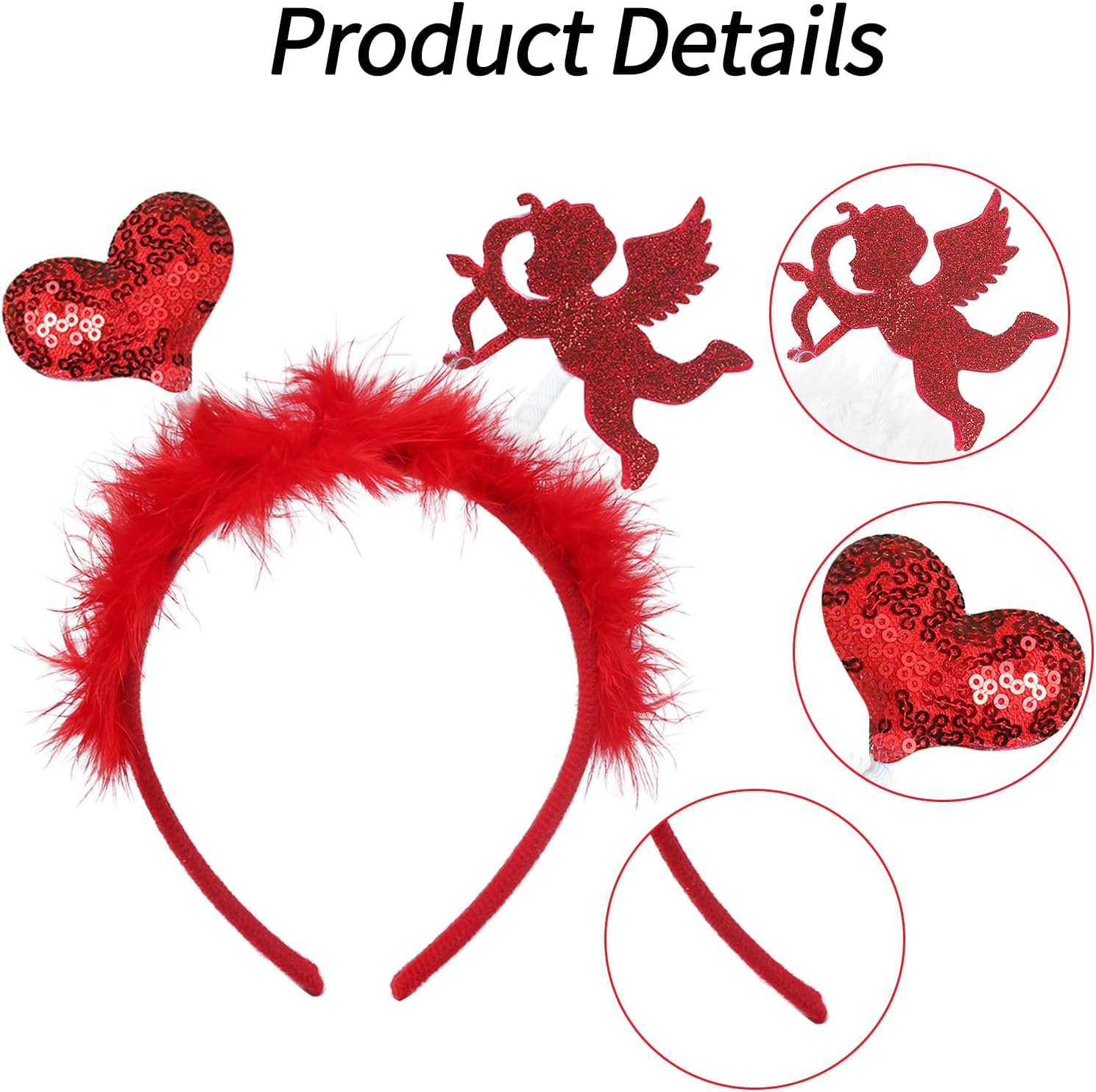 Fishdown Valentine Heart Headband Set for Women