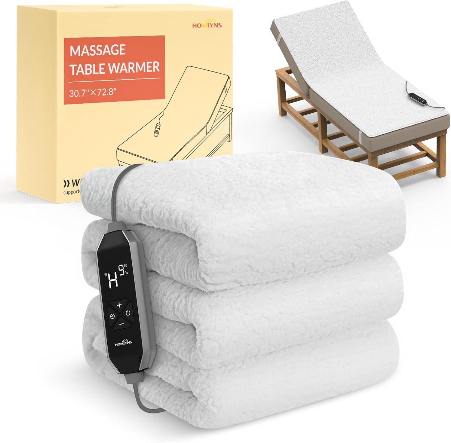 HOMLYNS LuxeHeat Massage Table Warmer with 10 Heat Settings