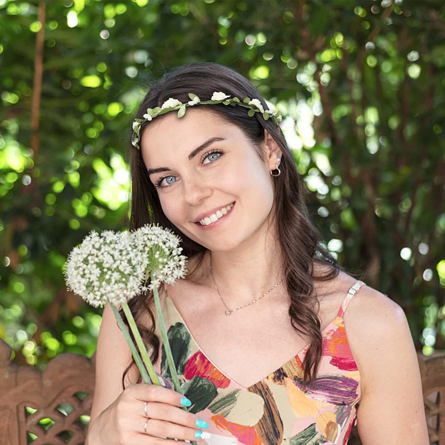 AWAYTR 3Pcs Flower Crown Headband for Wedding Party