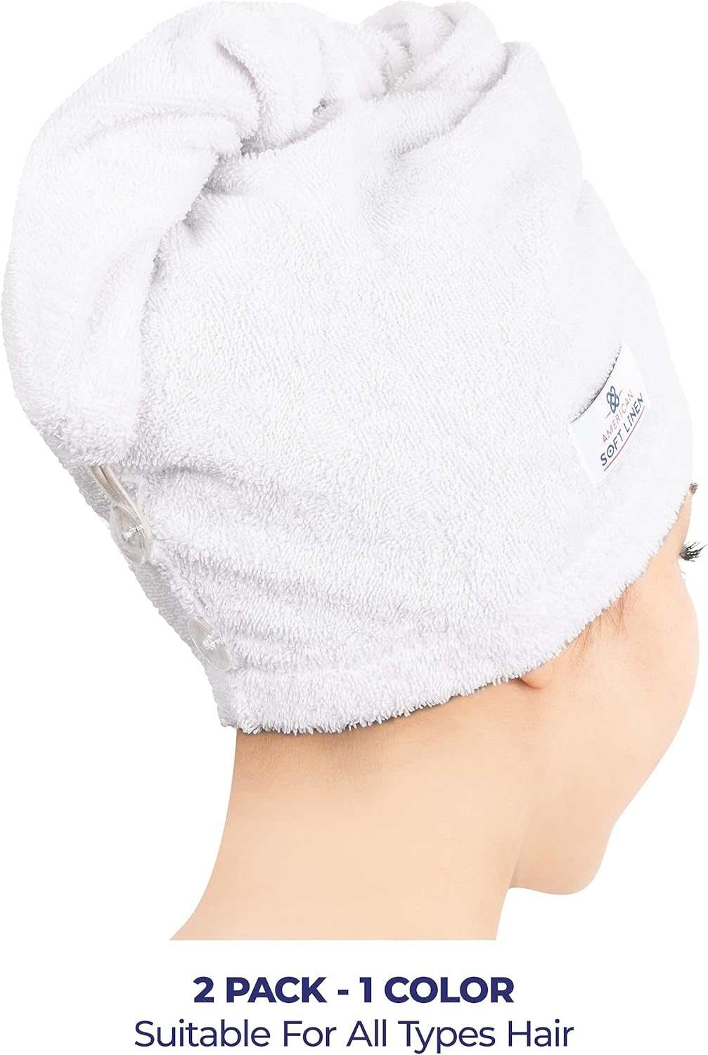 American Soft Linen 100 Cotton Hair Towels 2 Pack