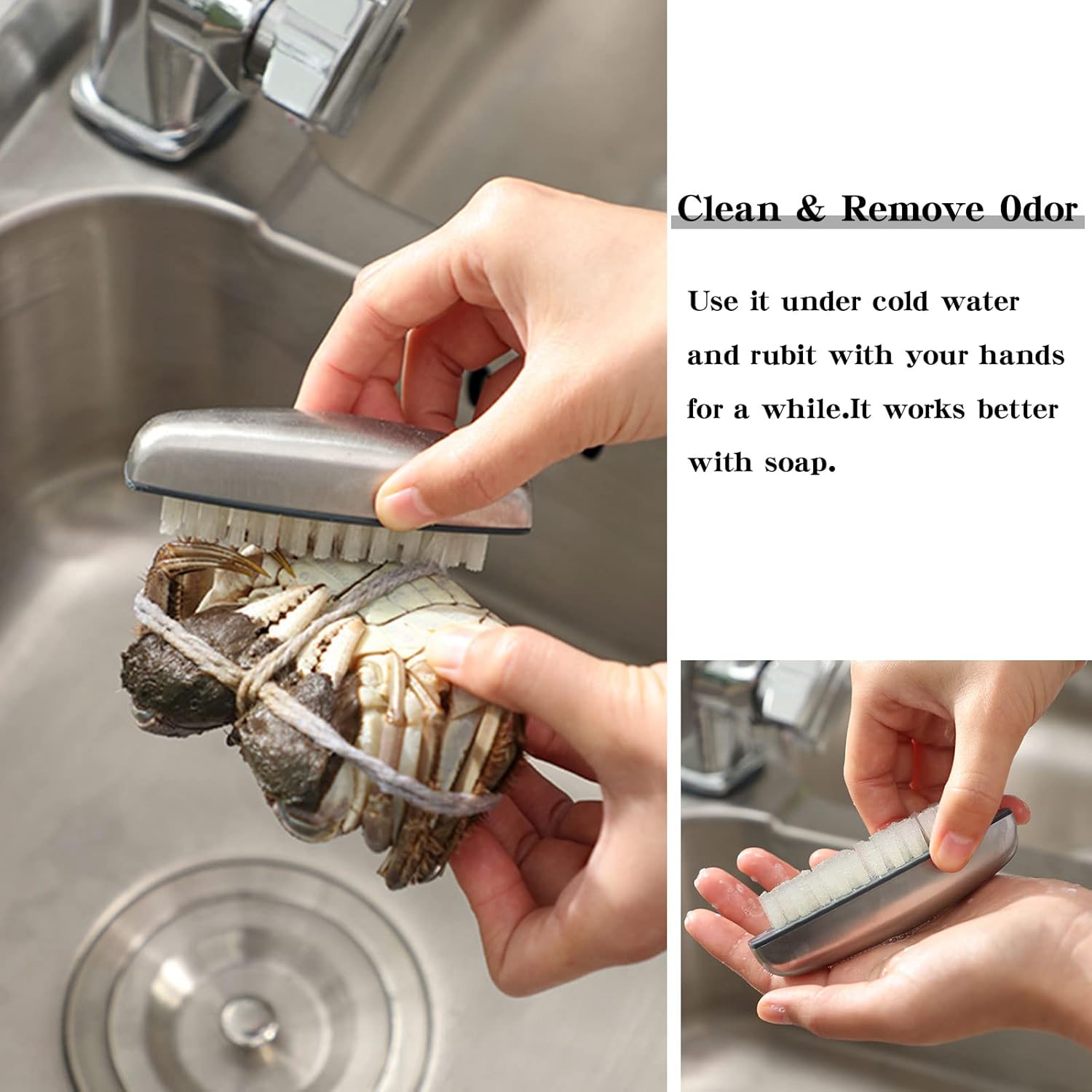 2 Pieces Stainless Steel Nail Brush for Cleaning and Scrubbing