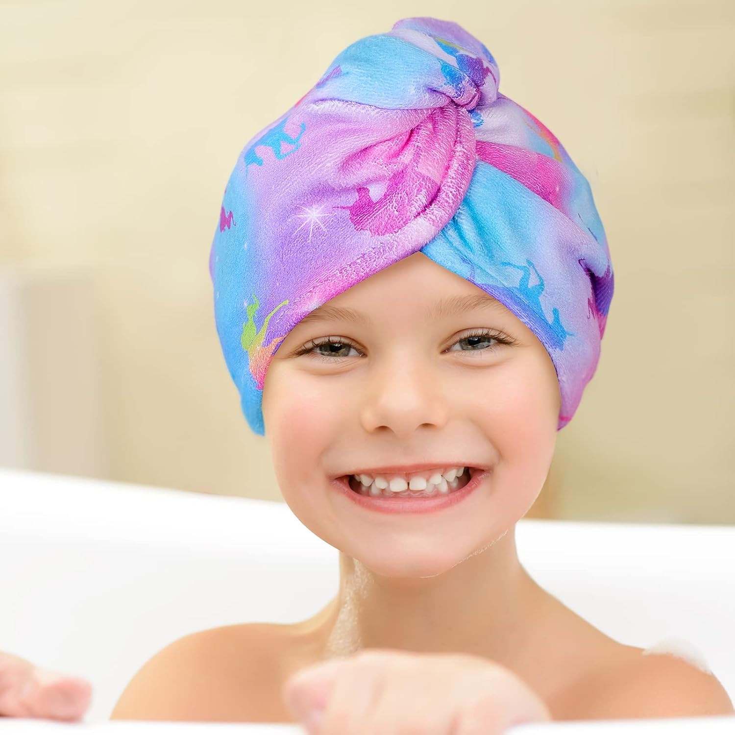 Basumee Microfiber Hair Towel Wrap Unicorn 2 Pack