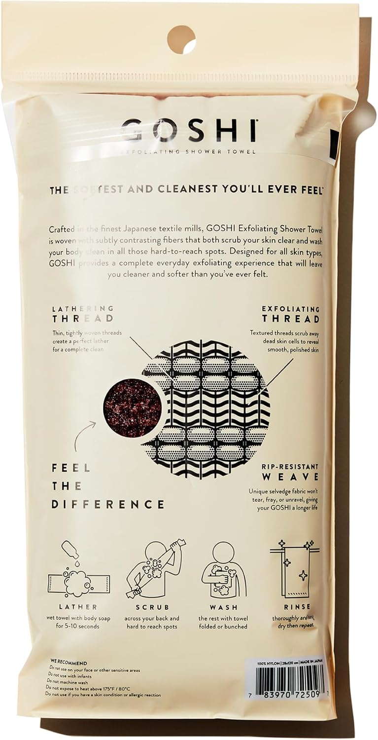 GOSHI Exfoliating Towel - Rip-Resistant Soft Made in Japan