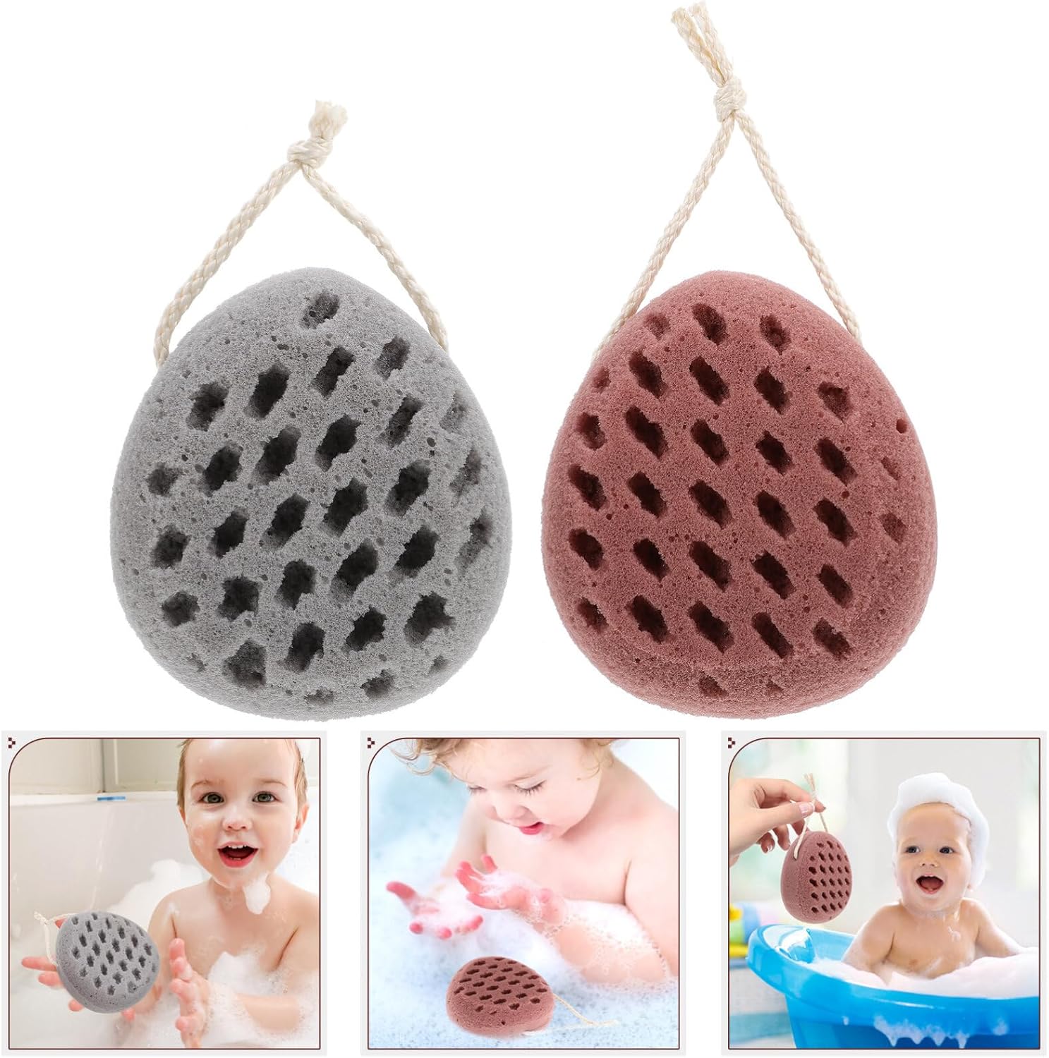 Healvian 2pcs Bath Loofah Sponges for Boys Girls