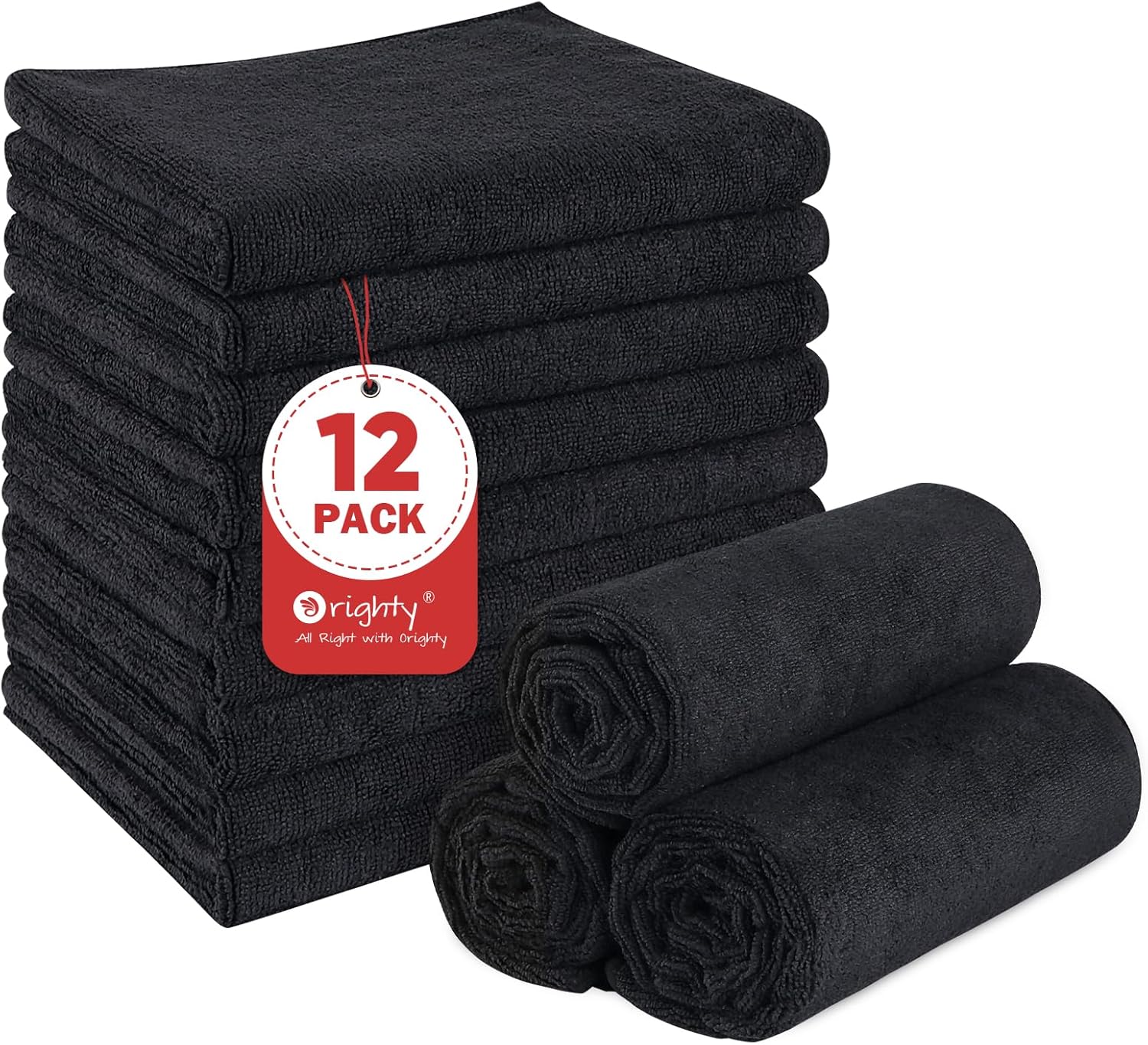 Orighty Black Salon Towels Extra Large Pack of 12 1