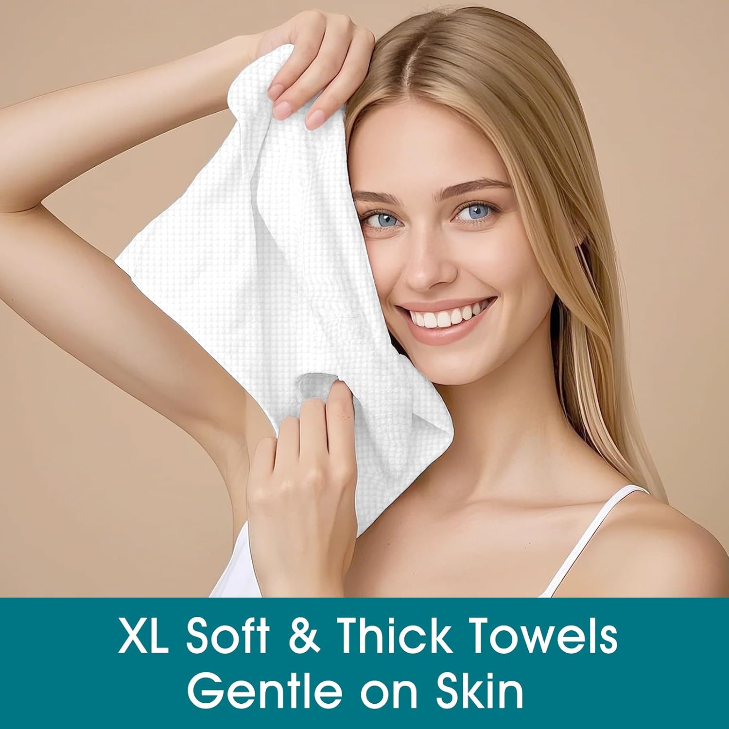 Astraescly XL Face Towel 10x12 Inches 50 Ct Dual-Side Biodegradable