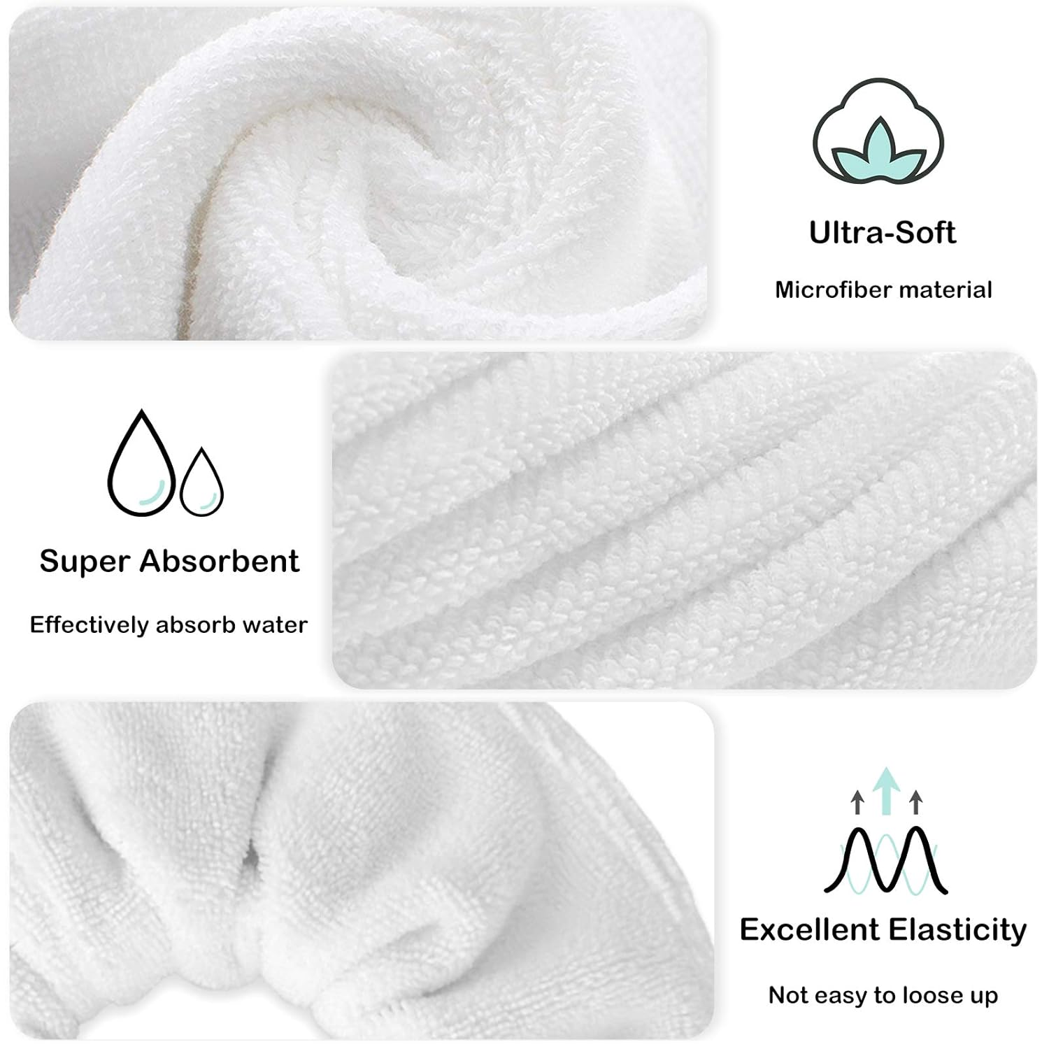 IVARYSS Super Absorbent Microfiber Towel Scrunchies 4PCS