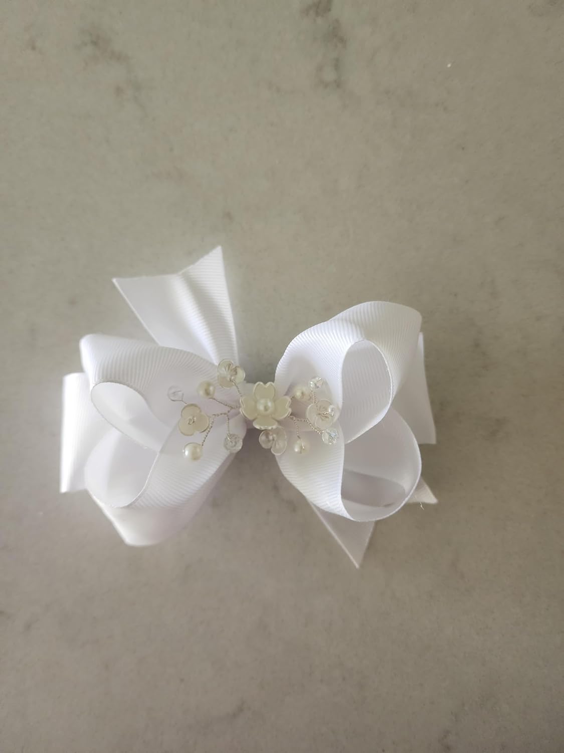 Handmade White Hair Bows for Girls