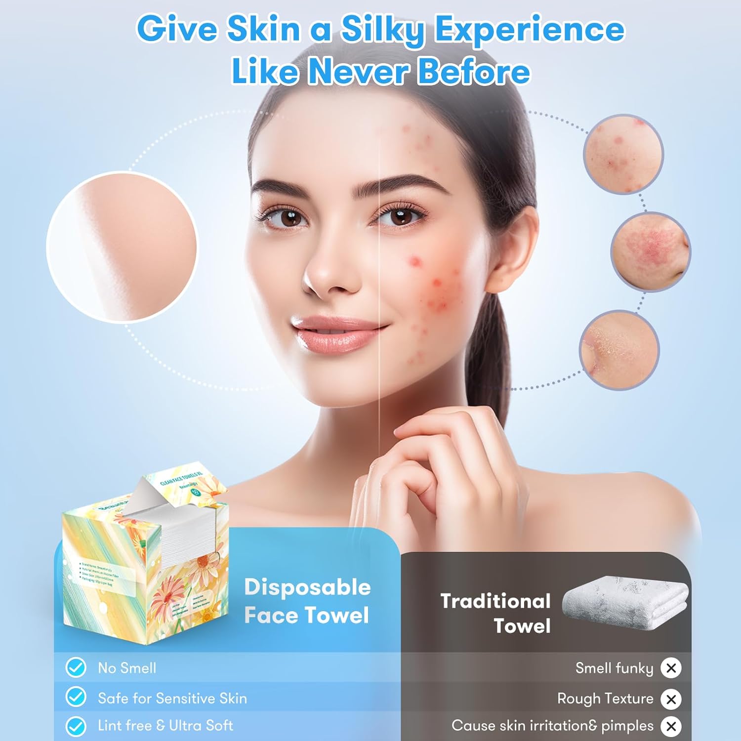 Beauntangly XL Biodegradable Face Towel 50 Ct