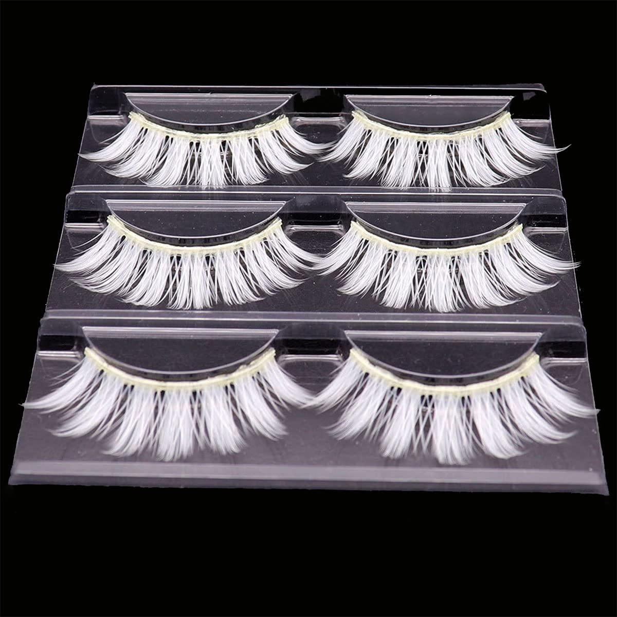 MUQIU37 White False Eyelashes 15mm for Halloween Cosplay