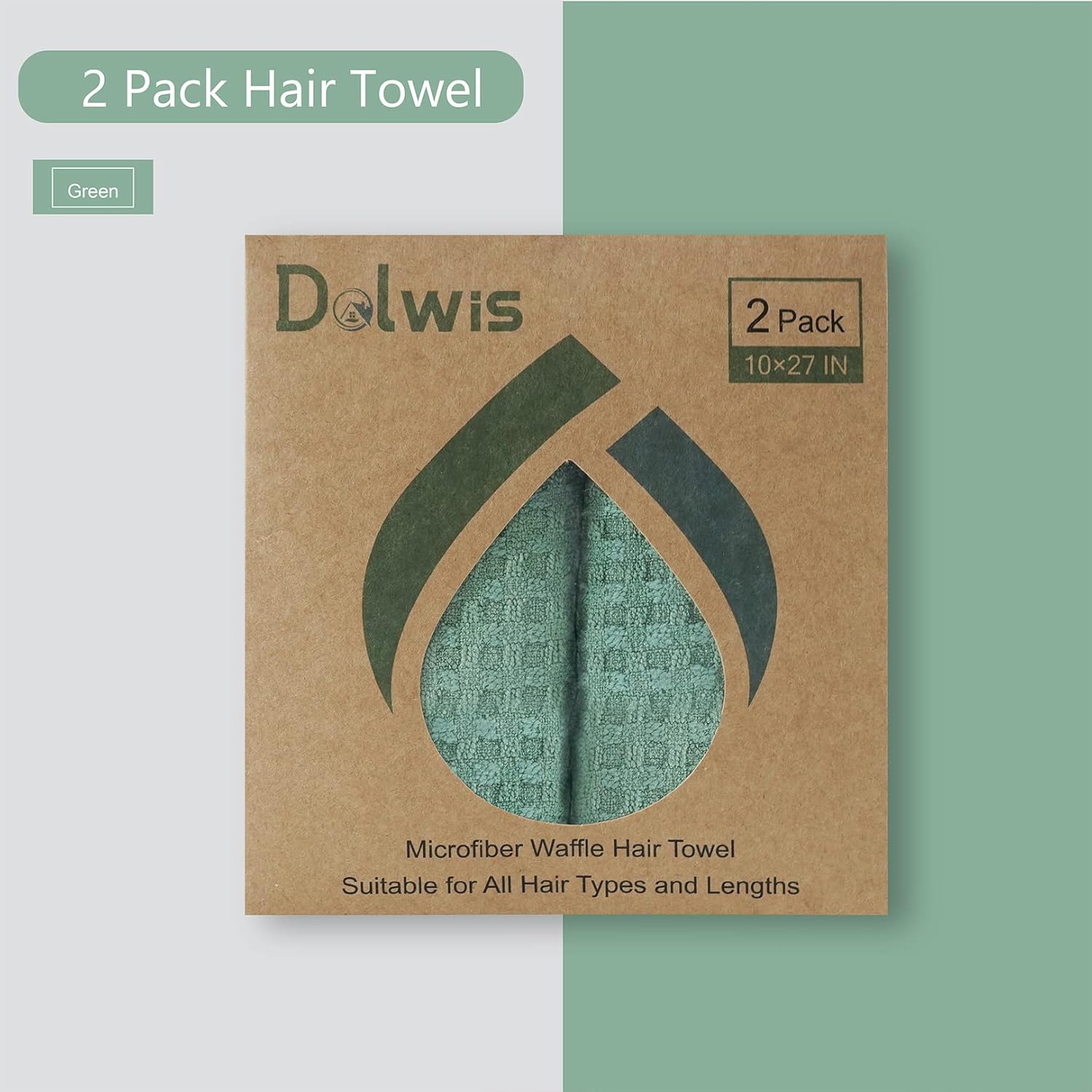 Dolwis Microfiber Drying Towel - 2-Pack Waffle Terry Cloth for Wet Hair