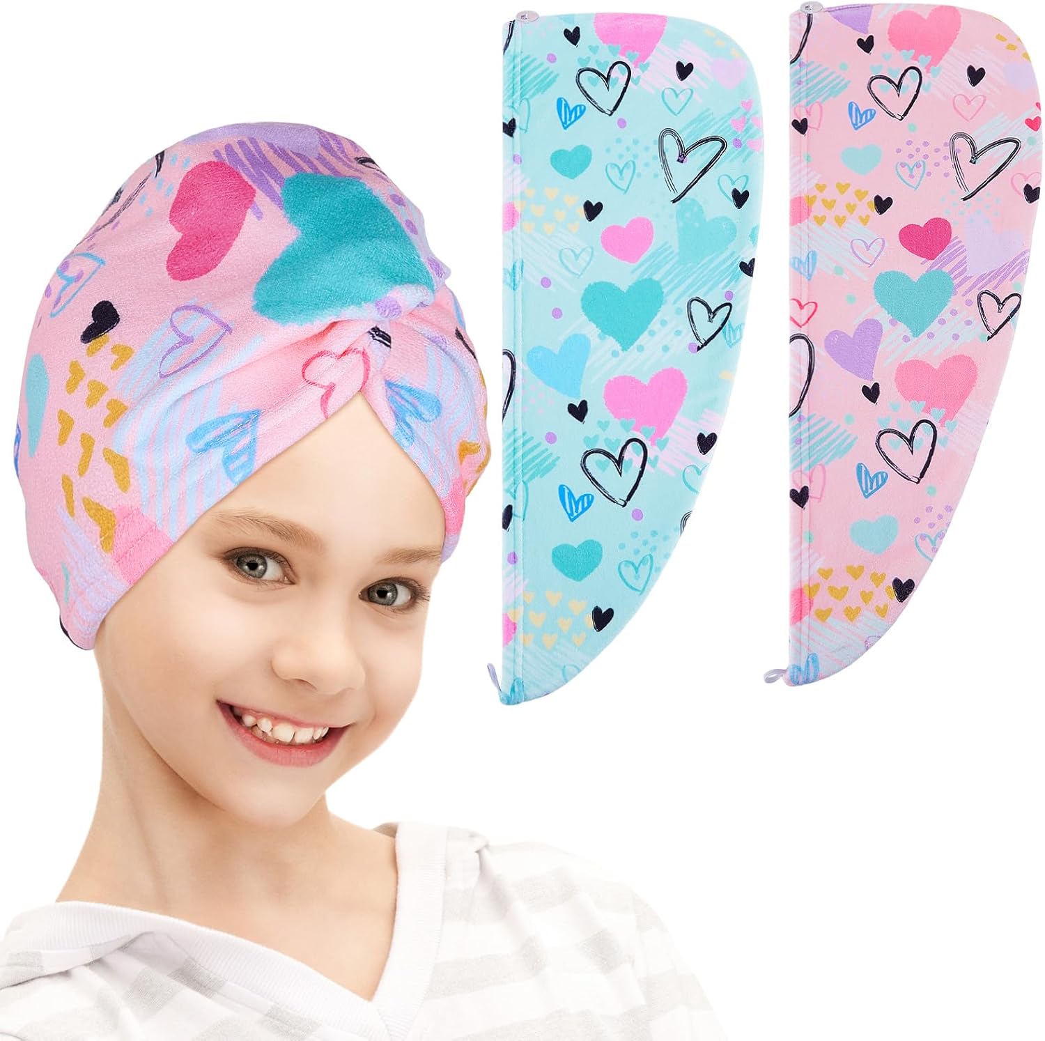 FIOBEE Microfiber Hair Towel Wrap for Kids and Girls