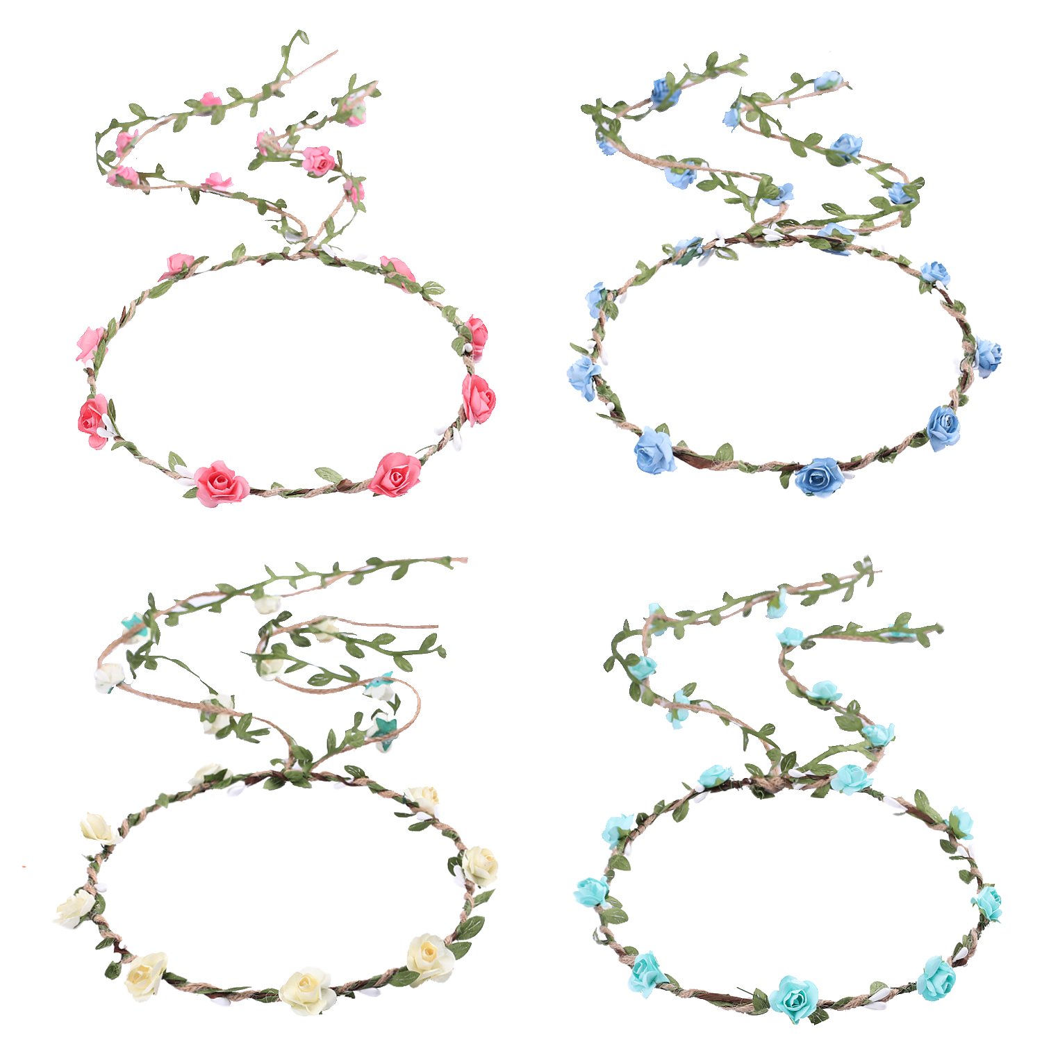 Whaline 4 Pcs Flower Crown Garland Headbands