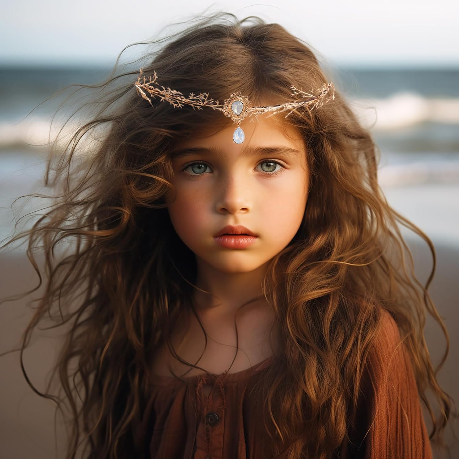 Vivivalue Gold Elf Flower Crown Headband 1