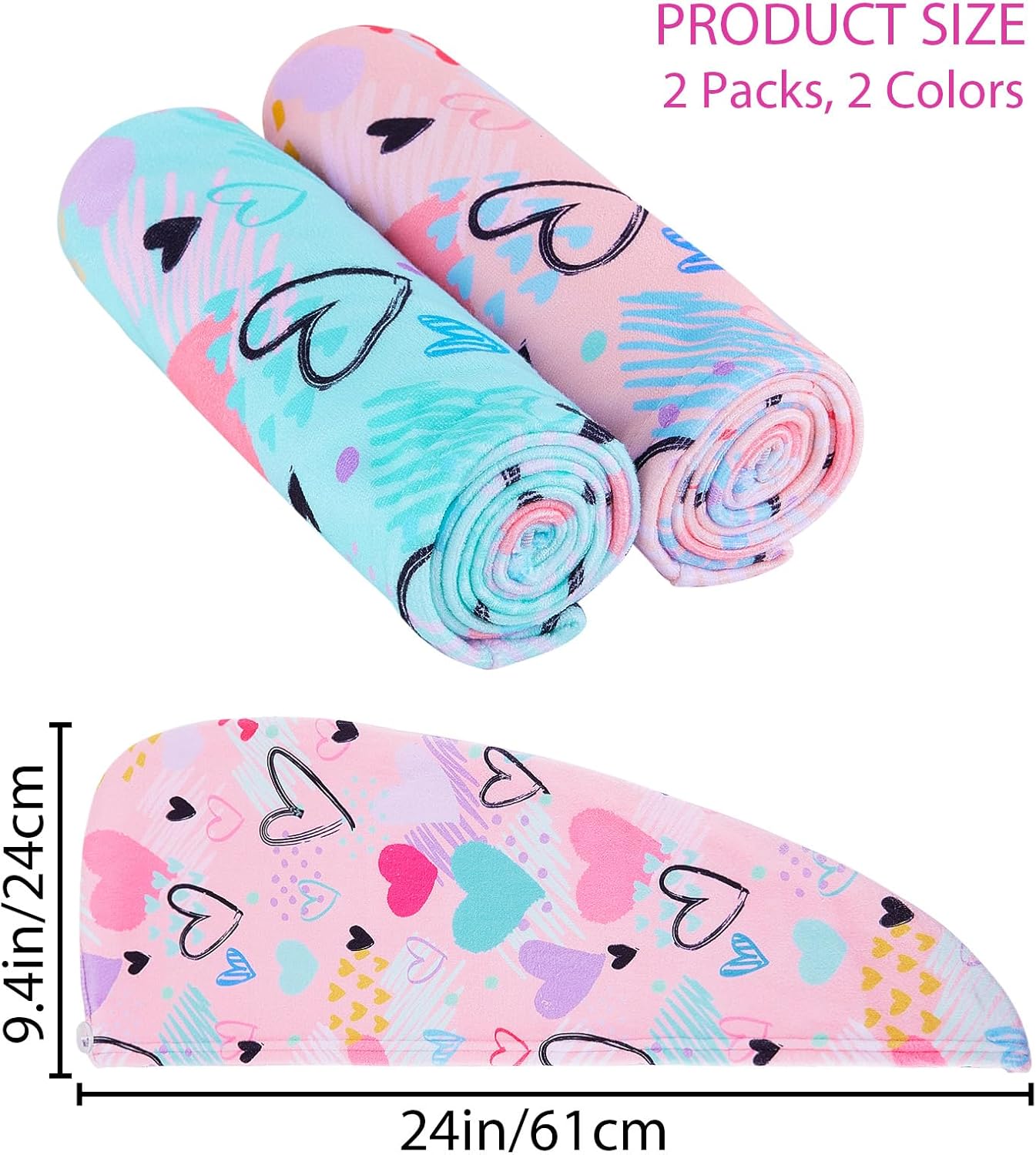 FIOBEE Microfiber Hair Towel Wrap for Kids and Girls