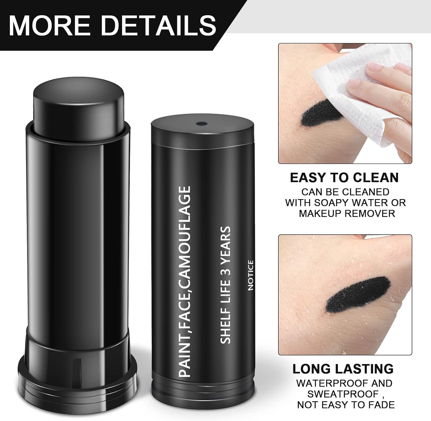 Rismise 3pcs Football Eye Black Paint Stick for Sports Halloween