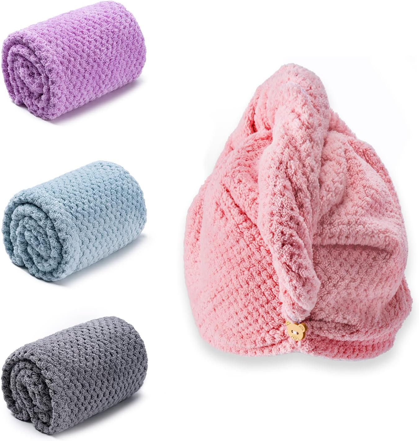 Amrules Hair Towel Wrap 4 Pack for Wet Hair Dryers
