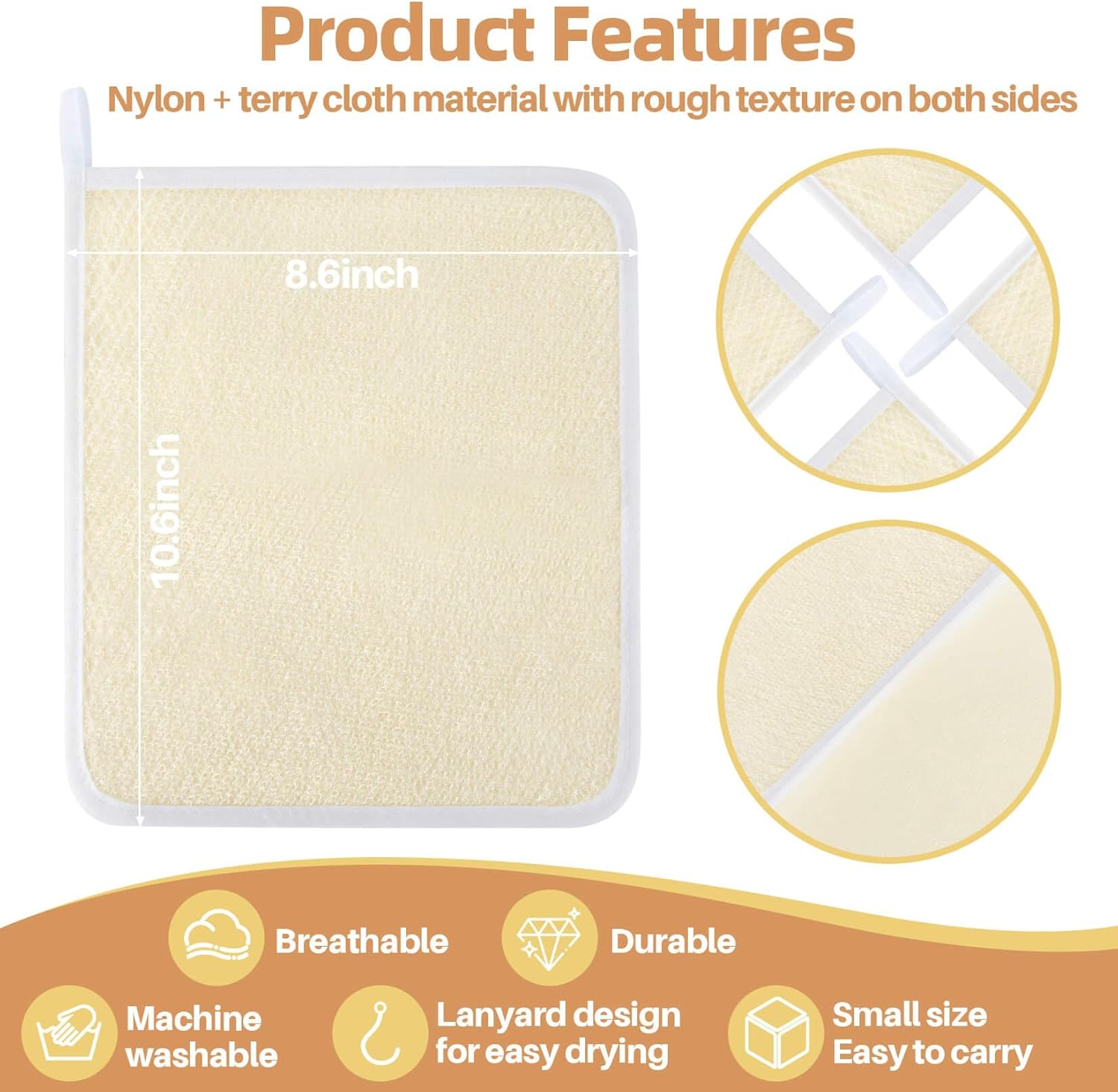 MAQIHAN Exfoliating Wash Cloths 4 Pack for Body and Face 1