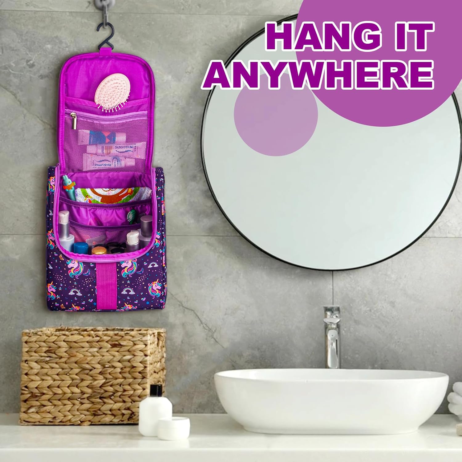 Cute Unicorn Hanging Kids Toiletry Bag 1