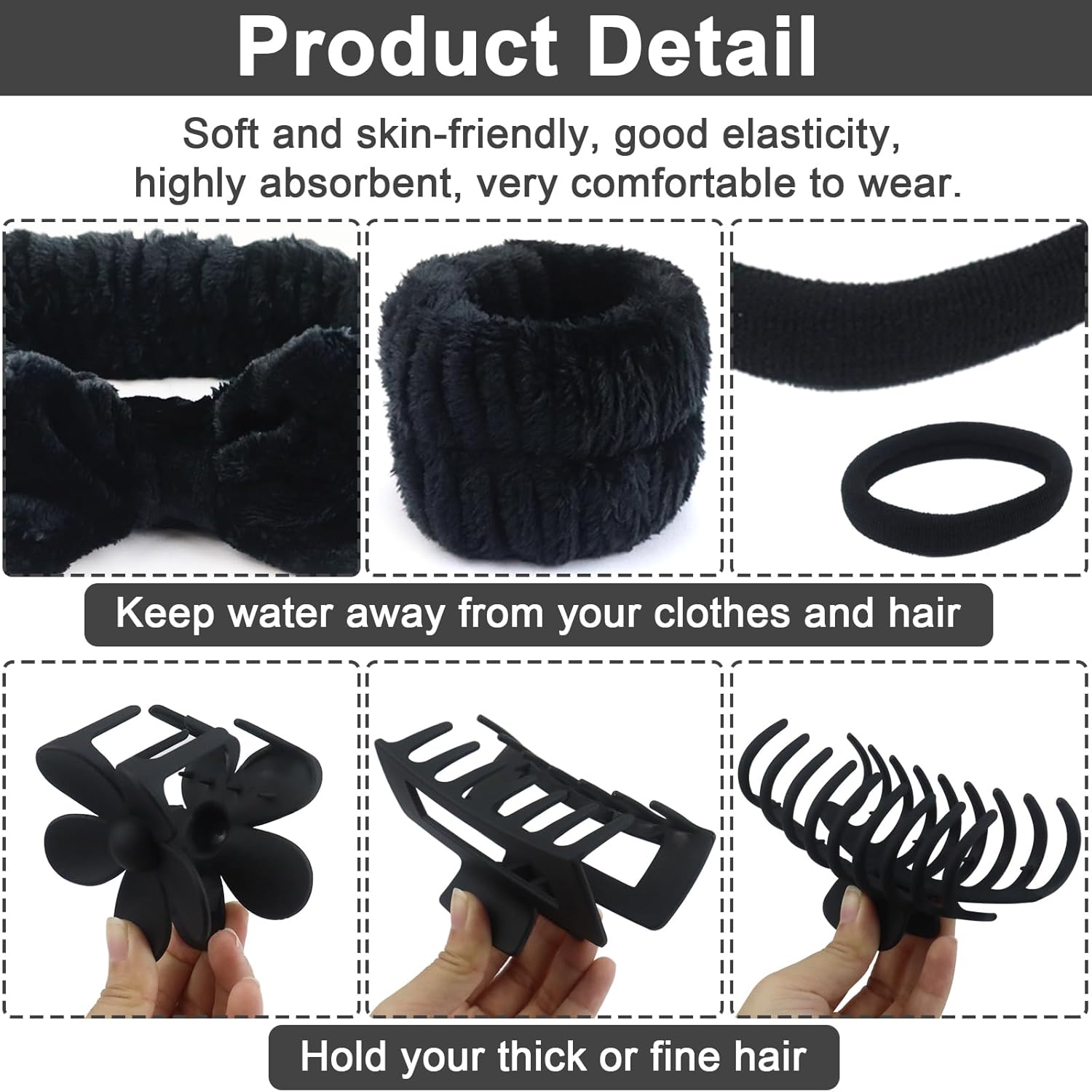 16 Pcs Spa Headband Hair Clips Set for Women