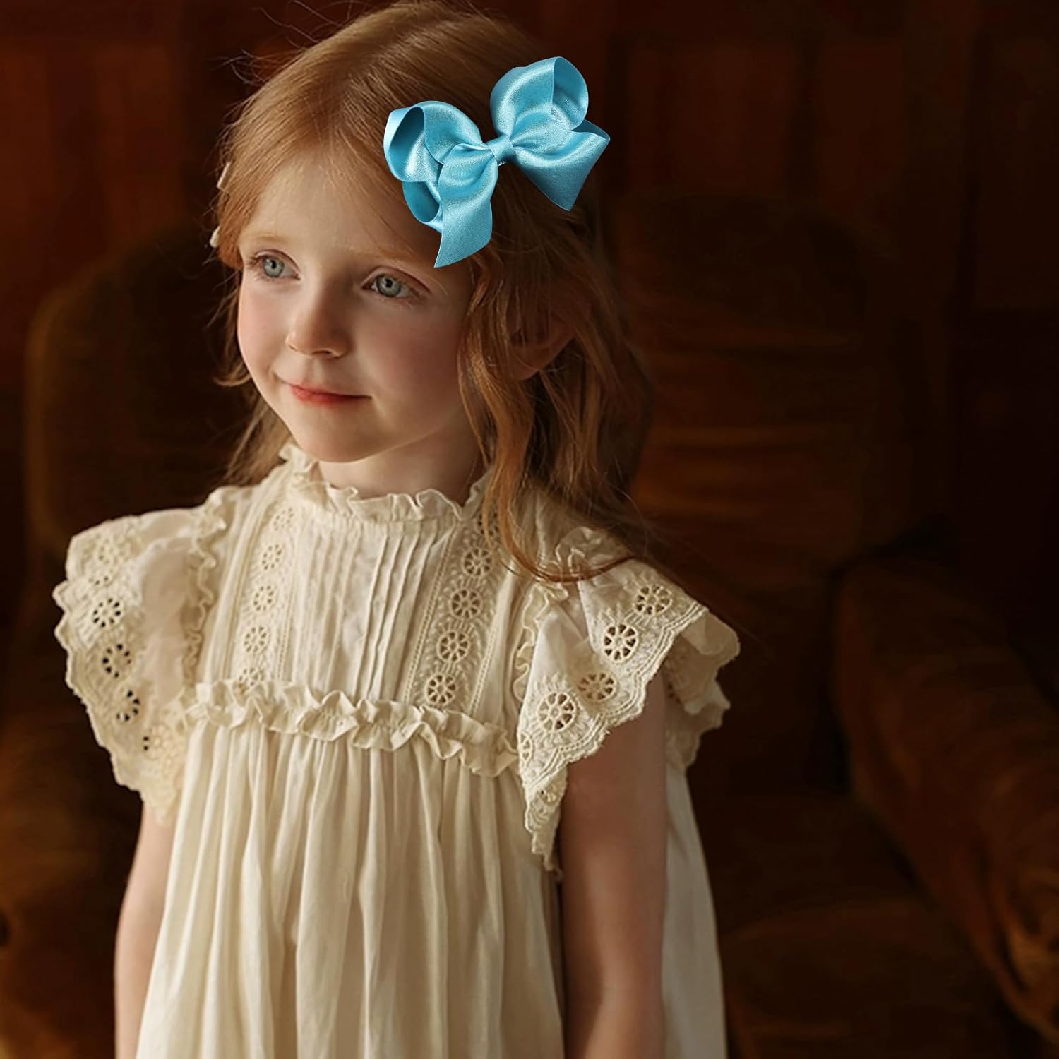 4 Inch Shiny Glitter Ribbon Hair Clips for Girls and Women